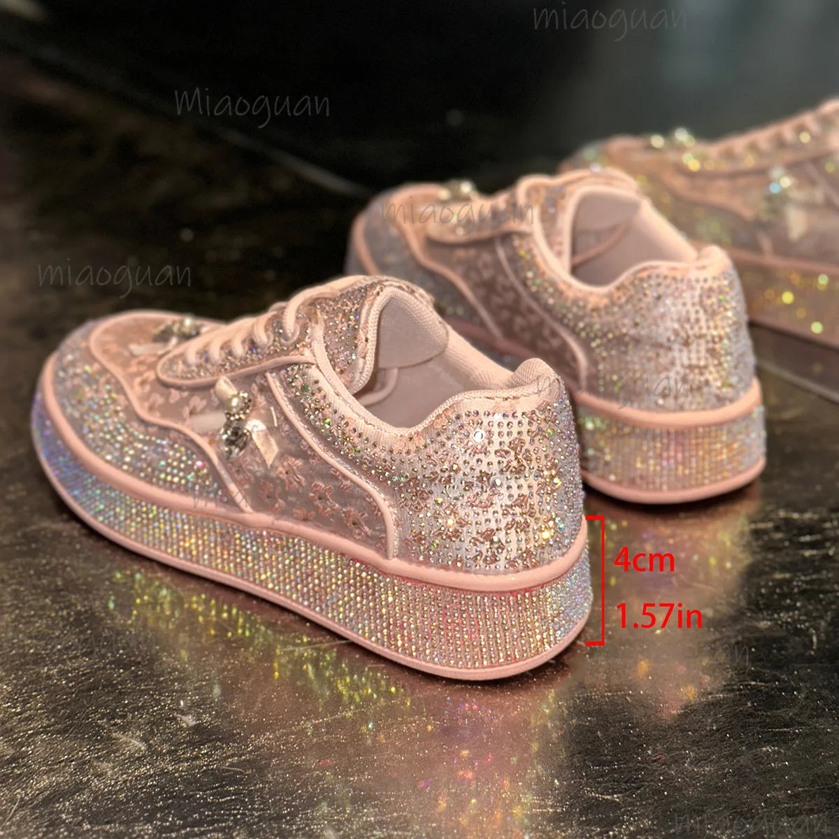 Women's Rhinestone Platform Sneakers – Plus Size Bling Shoes Platform Sneakers Axl