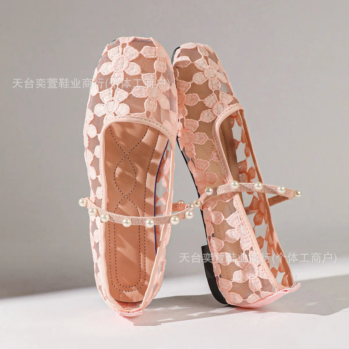 Women's Mesh Mary Jane Flats – Square Toe Flower Summer Shoes Mary Jane Flats Axl