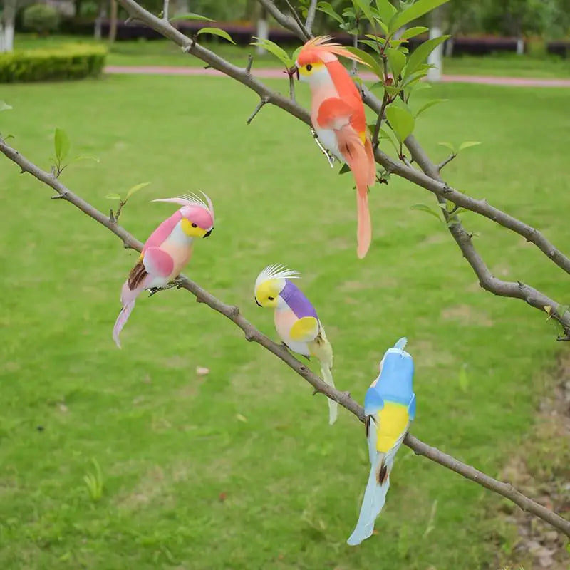 Miniature Parrot Garden Ornament – 15cm Handmade Bird Statue Garden Bird Ornament Axl