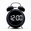 Double Bell Metal Digital Alarm Clock with LED Display – Black Digital Alarm Clock Axl Black