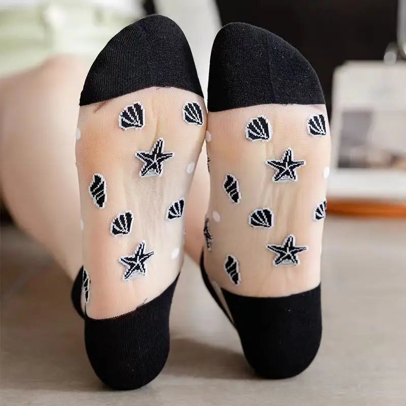 Women's Polka Dot Ankle Socks – 5 Pairs Bamboo Fiber Short Socks Women's Ankle Socks Axl
