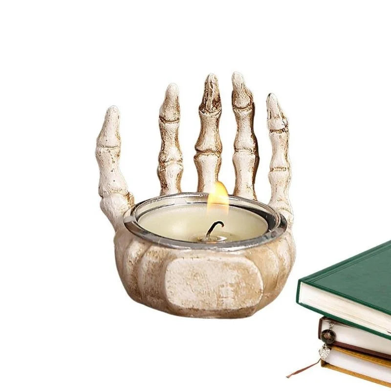 Halloween Resin Skull Candle Holder – Gothic Table Decor Skull Candle Holder Axl A