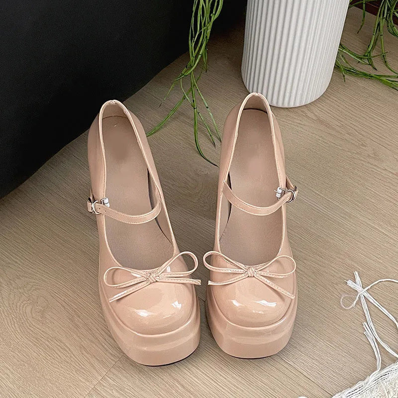 Women's Platform Mary Jane Pumps | Butterfly-Knot 12cm Heels Platform Heel Pumps Axl pink 40
