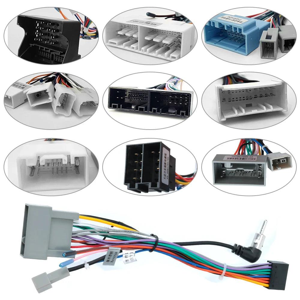 2 Din Car Android Radio Wiring Harness GPS & RCA Connector Car Radio Harness Axl