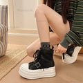 Women's High Top Buckle Lace-Up Short Boots – Thick Sole Women's Short Boots Axl Black 40