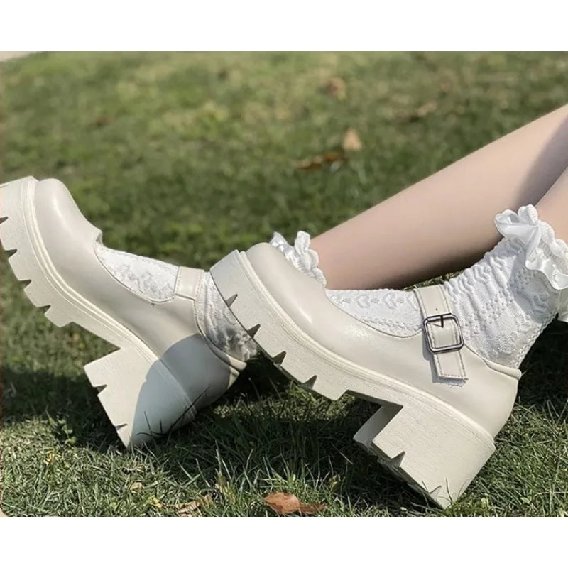 Women's Mary Jane Pumps – Retro Round Toe Thick Sole Heels Mary Jane Pumps Axl