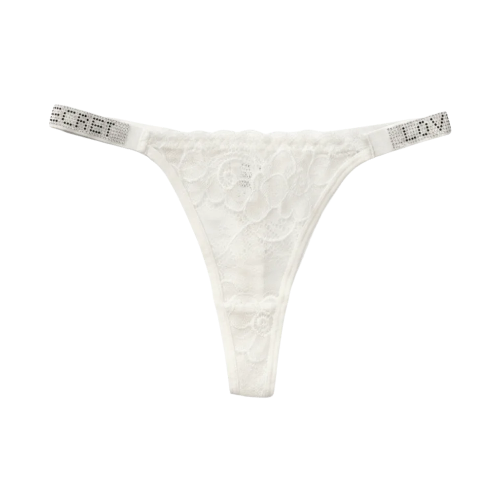 Women's Lace Thong Panties – Seamless Mid-Rise T-Back Lace Thong Panties Axl White 1XL 1pc