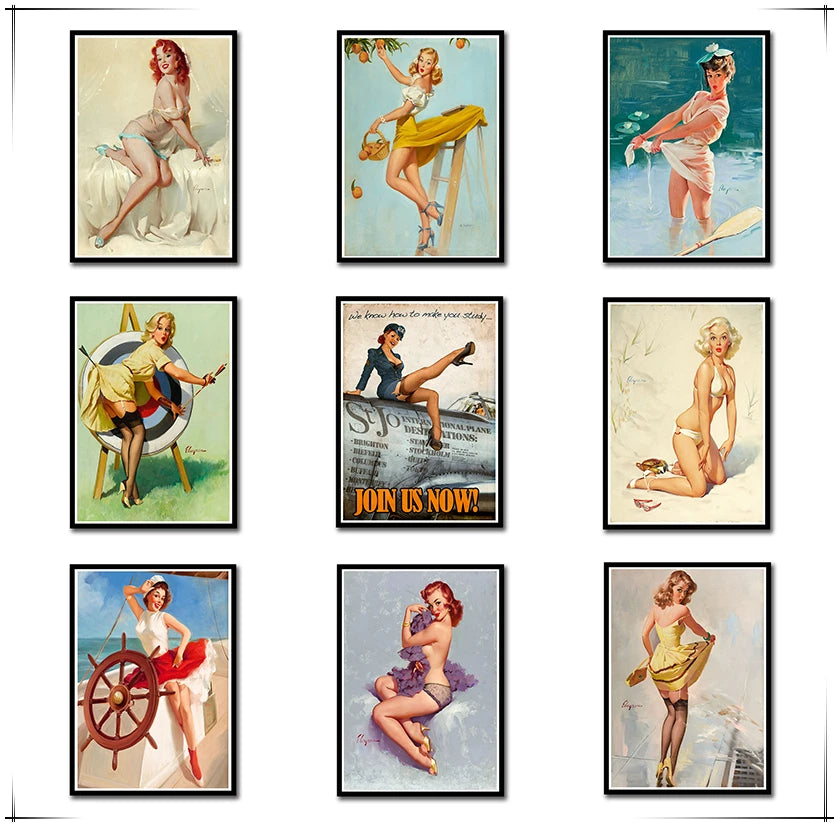 WWII Retro Girl Movie Poster – Vintage Wall Art Home Decor Retro Wall Poster Axl
