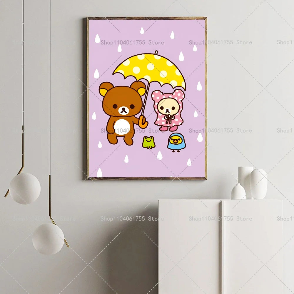 Rilakkuma Anime Cartoon Wall Poster – Waterproof Self-Adhesive Anime Wall Poster Axl