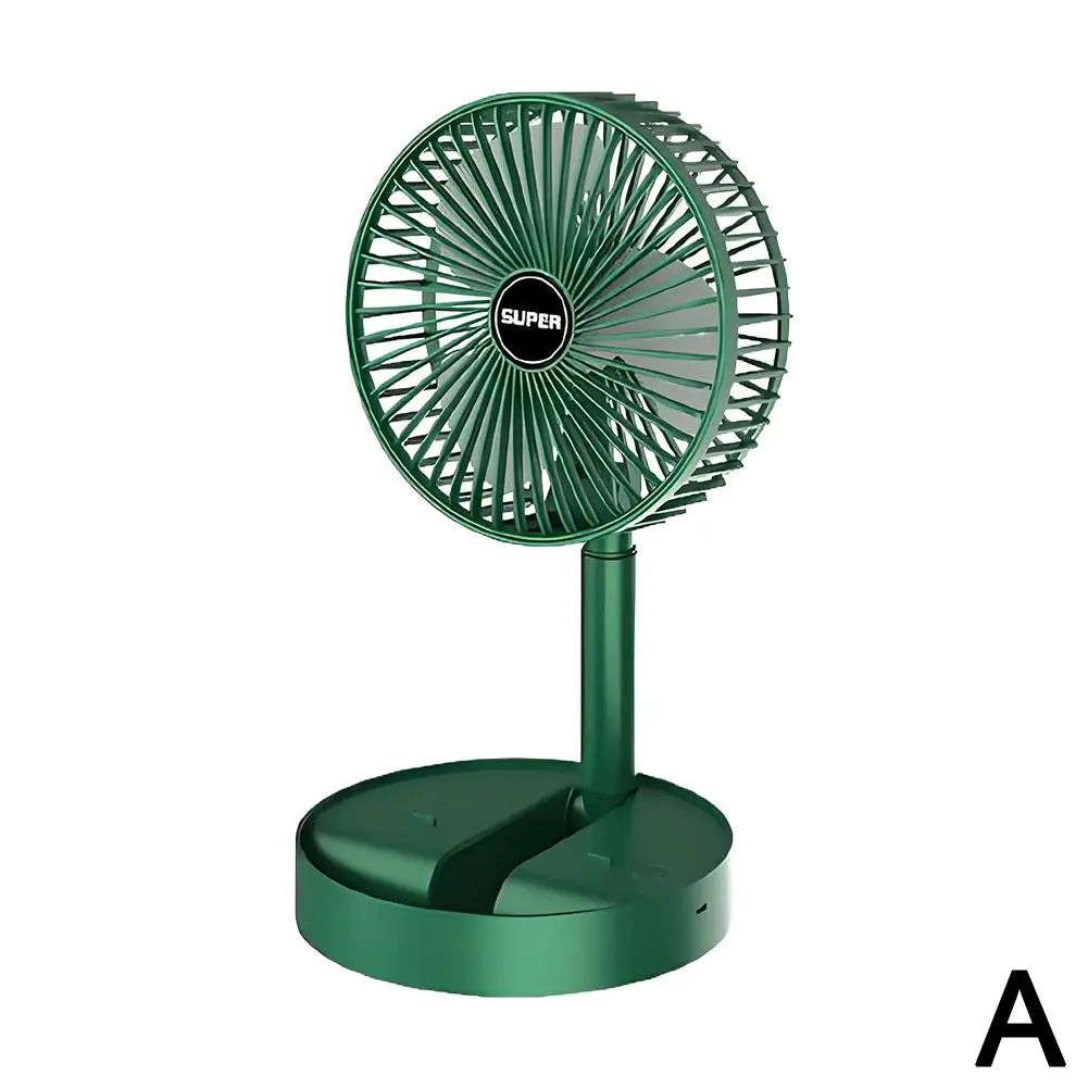 USB Rechargeable Mini Folding Stand Fan – Desk & Floor Portable Electric Fan Axl green