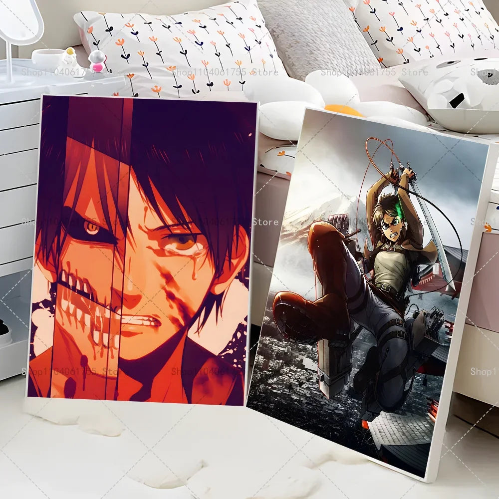 Attack on Titan Eren Yeager Anime Poster Wall Art Sticker Anime Wall Poster Axl