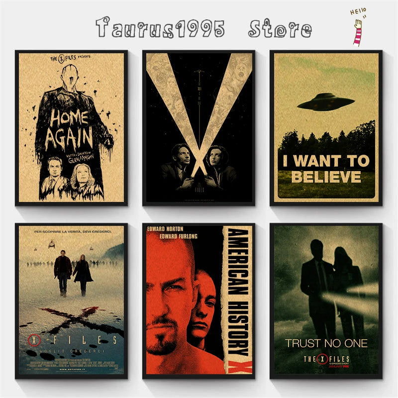 X-Files "I Want to Believe" UFO Alien Vintage Kraft Poster Vintage Wall Poster Axl