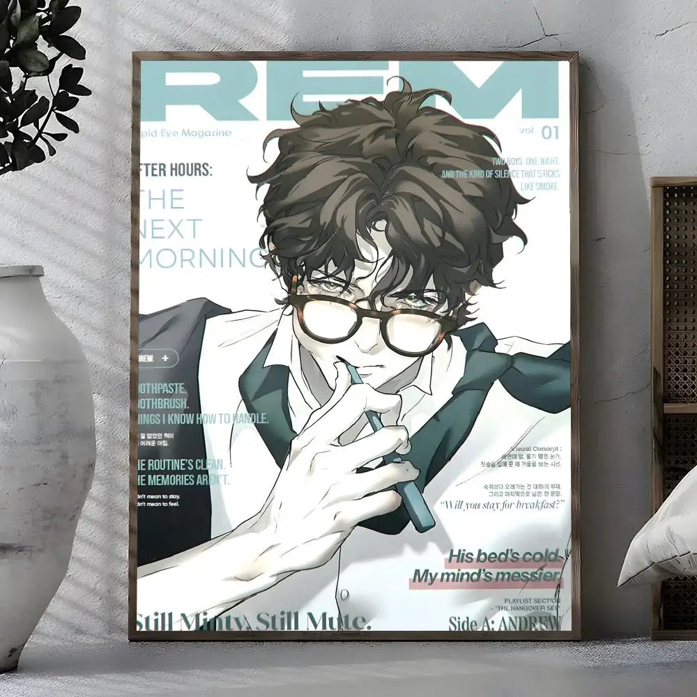 Webtoon BL Art Poster – Self-Adhesive Waterproof Wall Sticker Wall Art Poster Axl White12 40X50cmNoframe