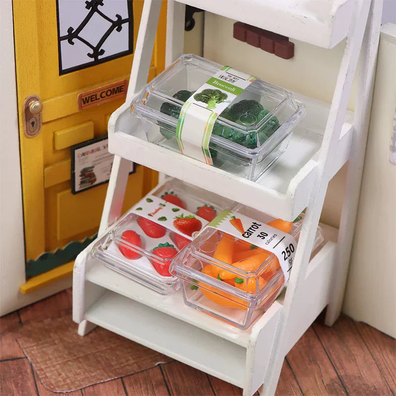 1:12 Dollhouse Mini Fruit & Vegetable Set with Clear Box Dollhouse Miniature Set Axl