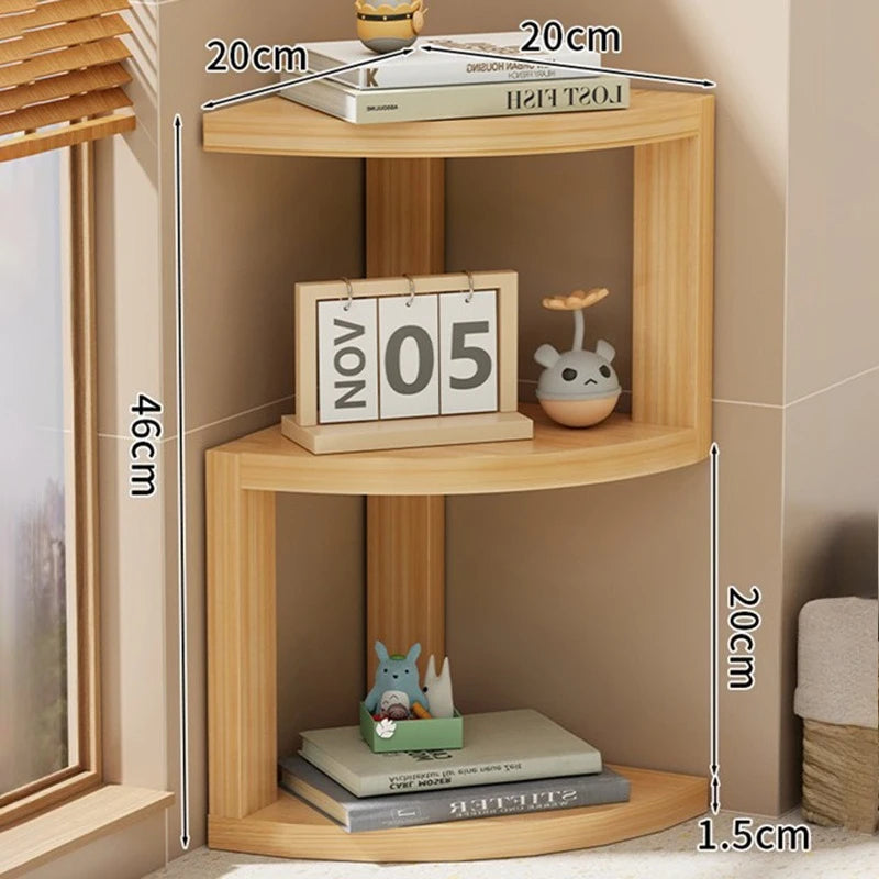 Wooden Corner Shelf Organizer – 2-3 Tier Display Storage Rack Corner Shelf Rack Axl 2 Floor-Medium