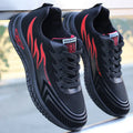 Men's Breathable Anti-Slip Casual Sneakers | Lace-Up Trainers Men's Casual Sneakers Axl 39 Black Red-2