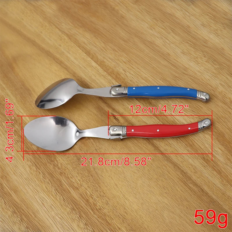 6-Piece Red Handle Stainless Steel Soup Spoons – Dinner Spoon Set Dinner Spoon Set Axl