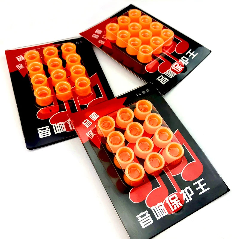12-Pack Universal Audio Jack Dust Cap Covers | Orange Plastic Audio Connector Dust Cap Axl