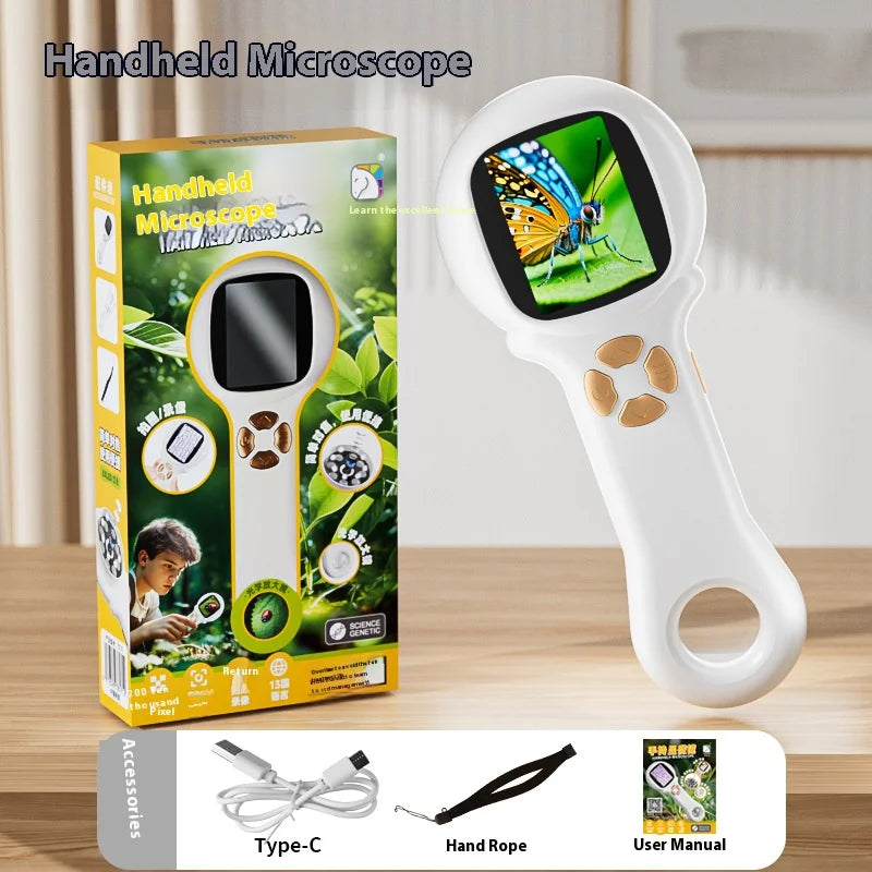 Handheld Kids Microscope – HD Electronic Magnifying Glass 500X Kids Science Microscope Axl