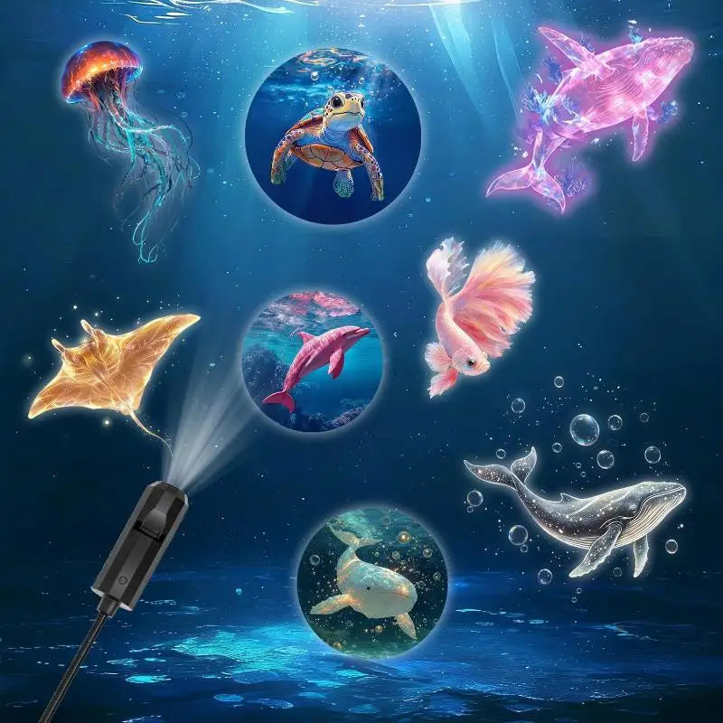 Ocean Projector Night Light with 8 Marine Life Slide Panels Projector Night Light Axl