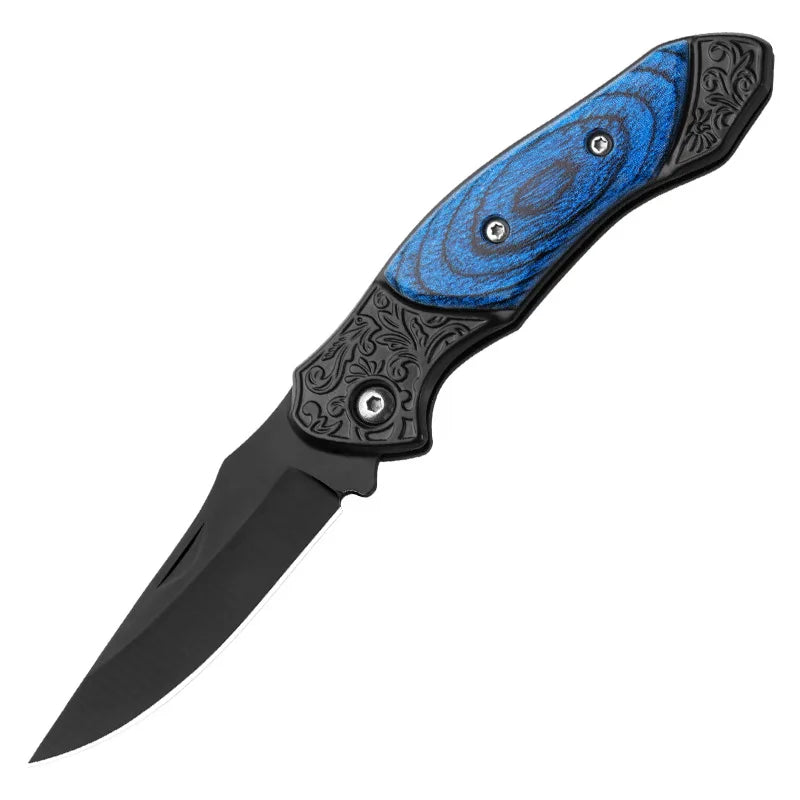 Portable Mini Folding Knife – Stainless Steel Camping EDC Folding Pocket Knife Axl blue