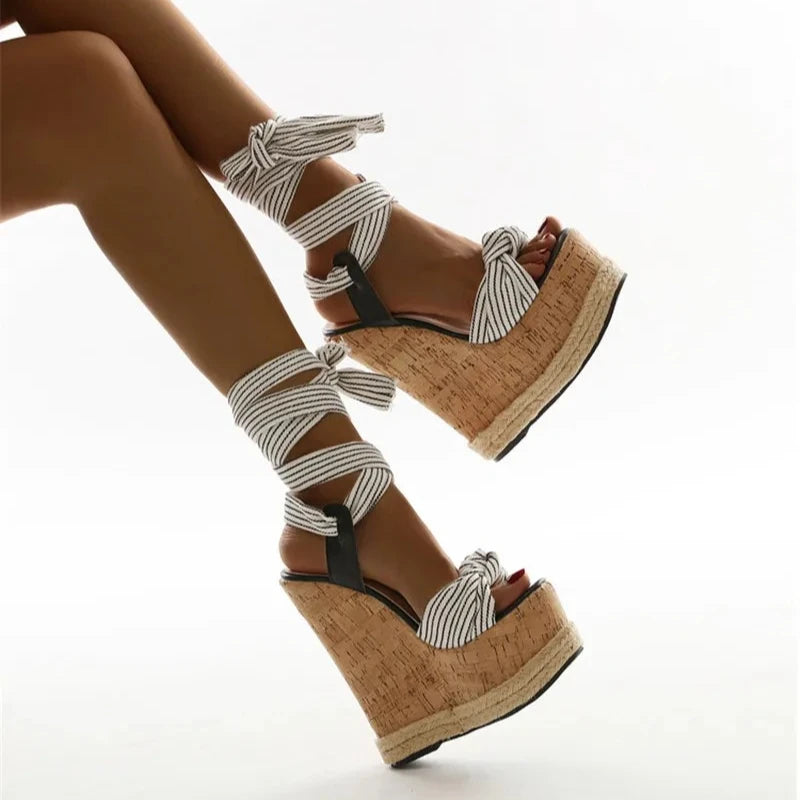 Women's Platform Wedge Sandals – High Heel Ankle Strap Open Toe Platform Wedge Sandals Axl
