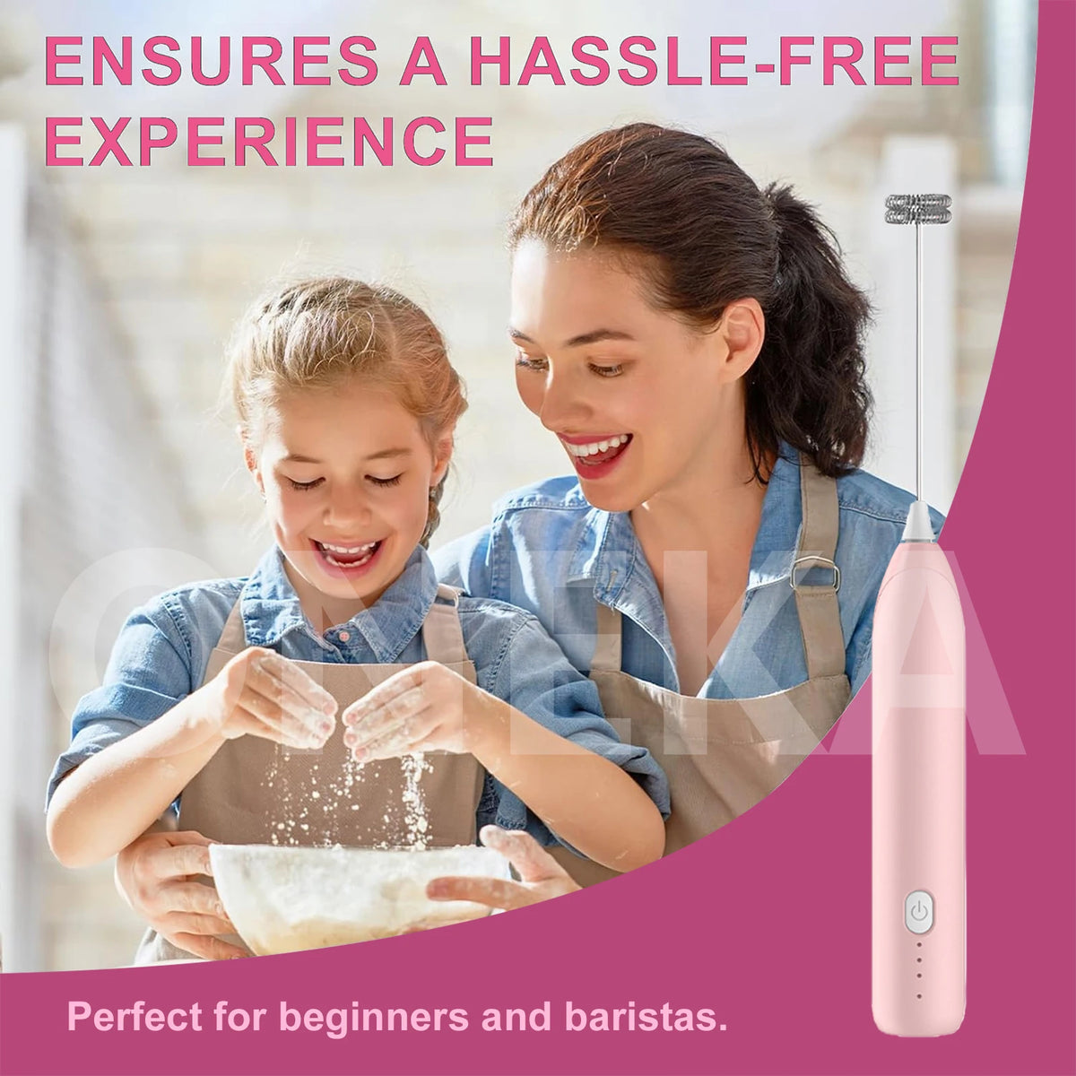 ONEKA Handheld Milk Frother – Electric Foam Maker & Whisk Handheld Milk Frother Axl