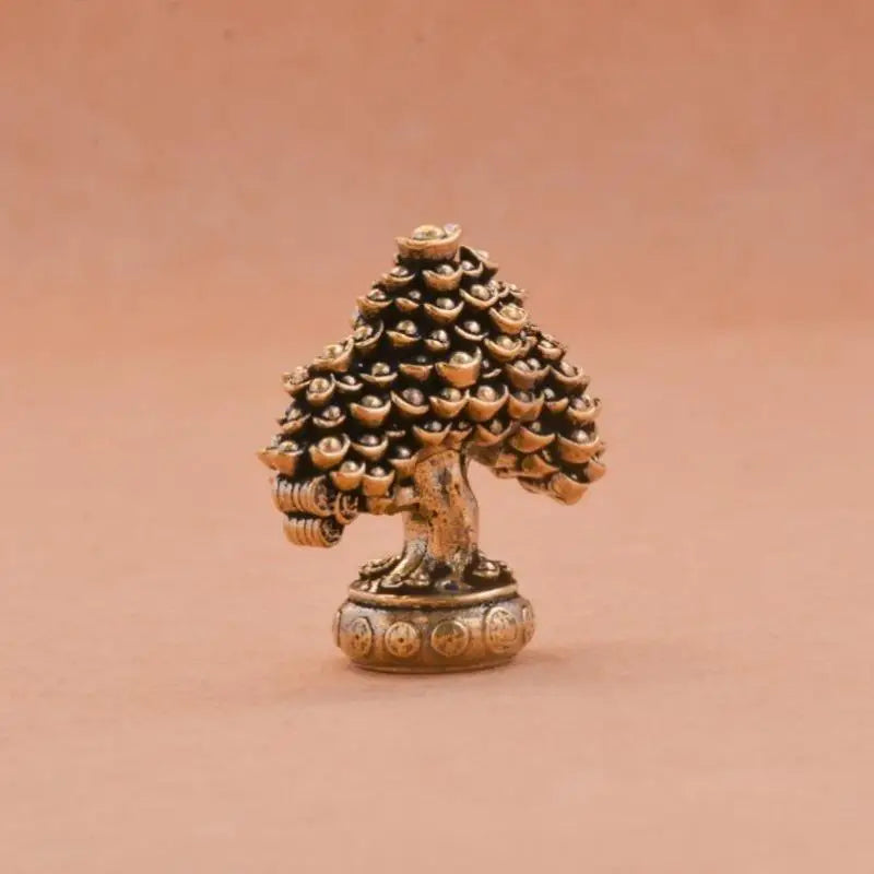 Brass Fortune Money Tree Figurine – Feng Shui Desktop Decor Brass Figurine Sculpture Axl