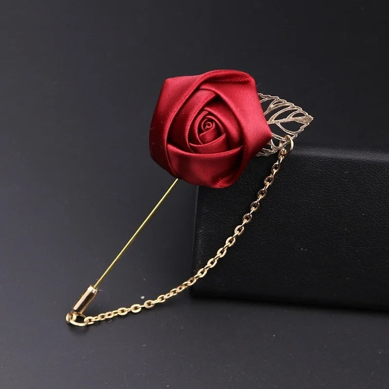 Rose Flower Brooch Pin – Fabric Yarn Floral Lapel Pin Unisex Floral Brooch Pin Axl Silver Plated