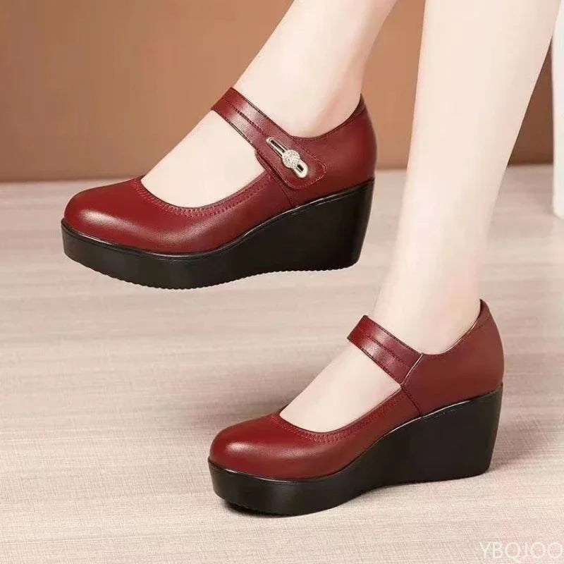 Women's Round Toe Slope Wedge Heel Pumps – Casual Comfort Wedge Heel Pumps Axl