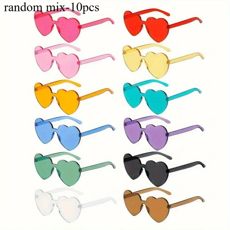 10-Pack Heart-Shaped Party Glasses – Colorful Costume Eyewear Novelty Party Glasses Axl random mix-10pcs