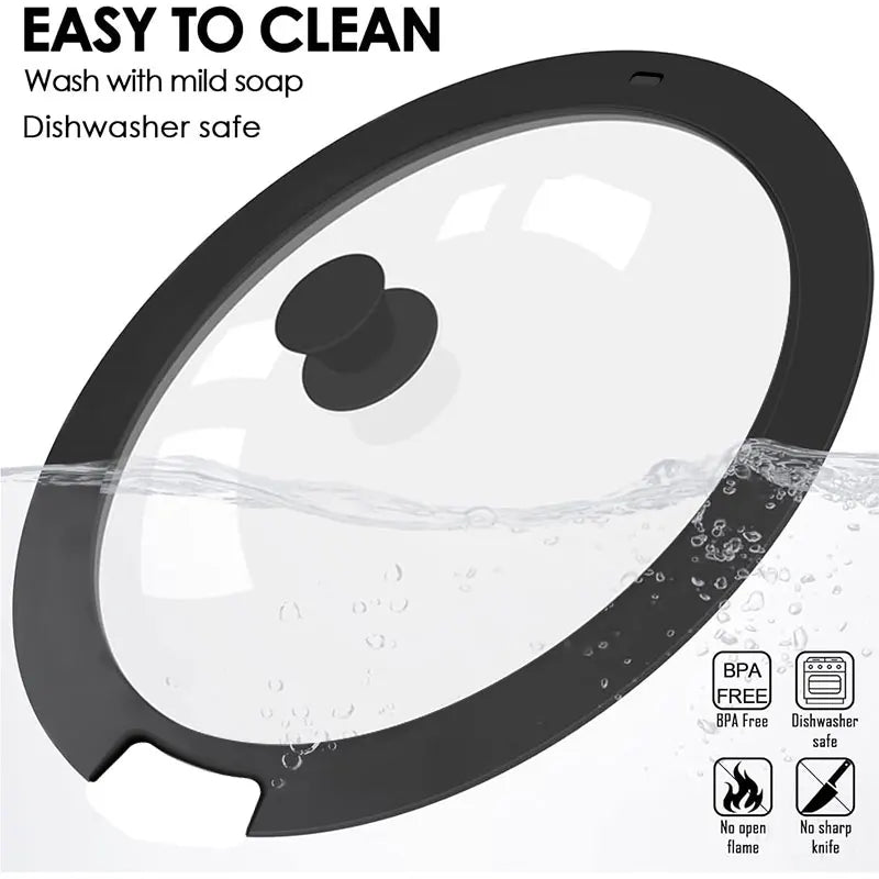Universal Tempered Glass Pot Lid with Silicone Seal 18–26cm Cookware Lid Axl