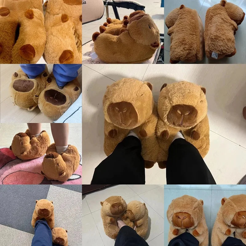 Lorilury Capybara Slippers – Fluffy Faux Fur Women's Slides Novelty House Slippers Axl