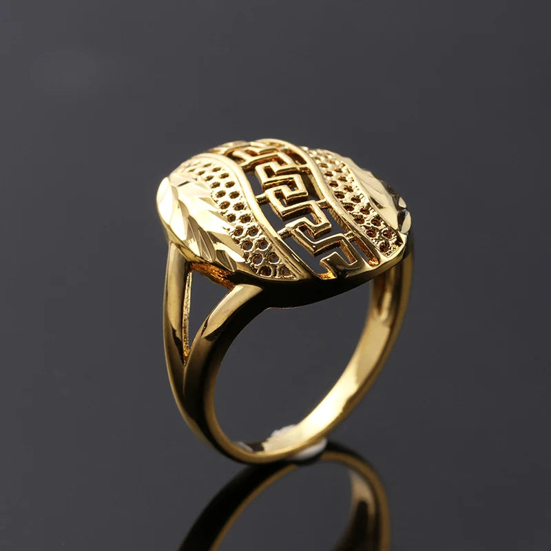 Huitan Gold Hollow-Out Bohemian Ring for Women | Sizes 5–14 Fashion Ring Axl