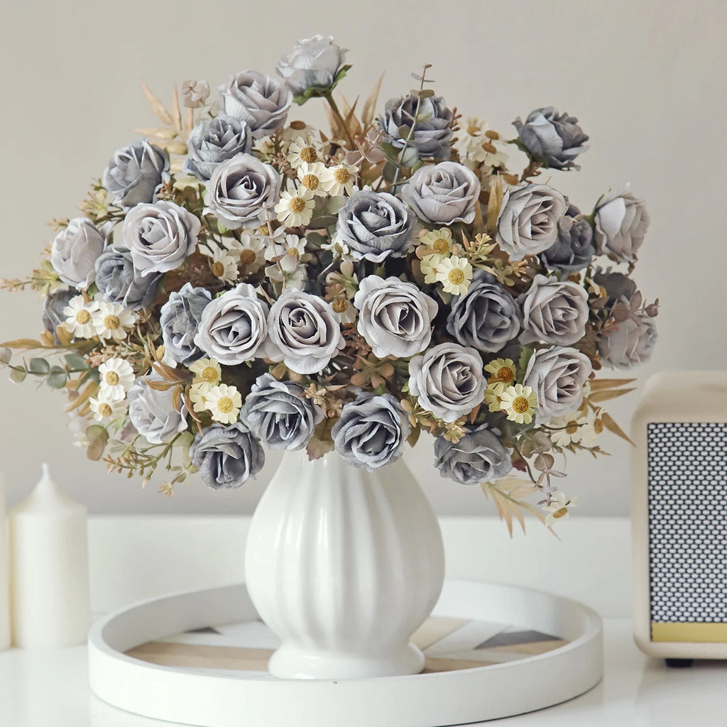Silk Rose Artificial Flower Bouquet – Wedding & Home Decor Artificial Flower Bouquet Axl