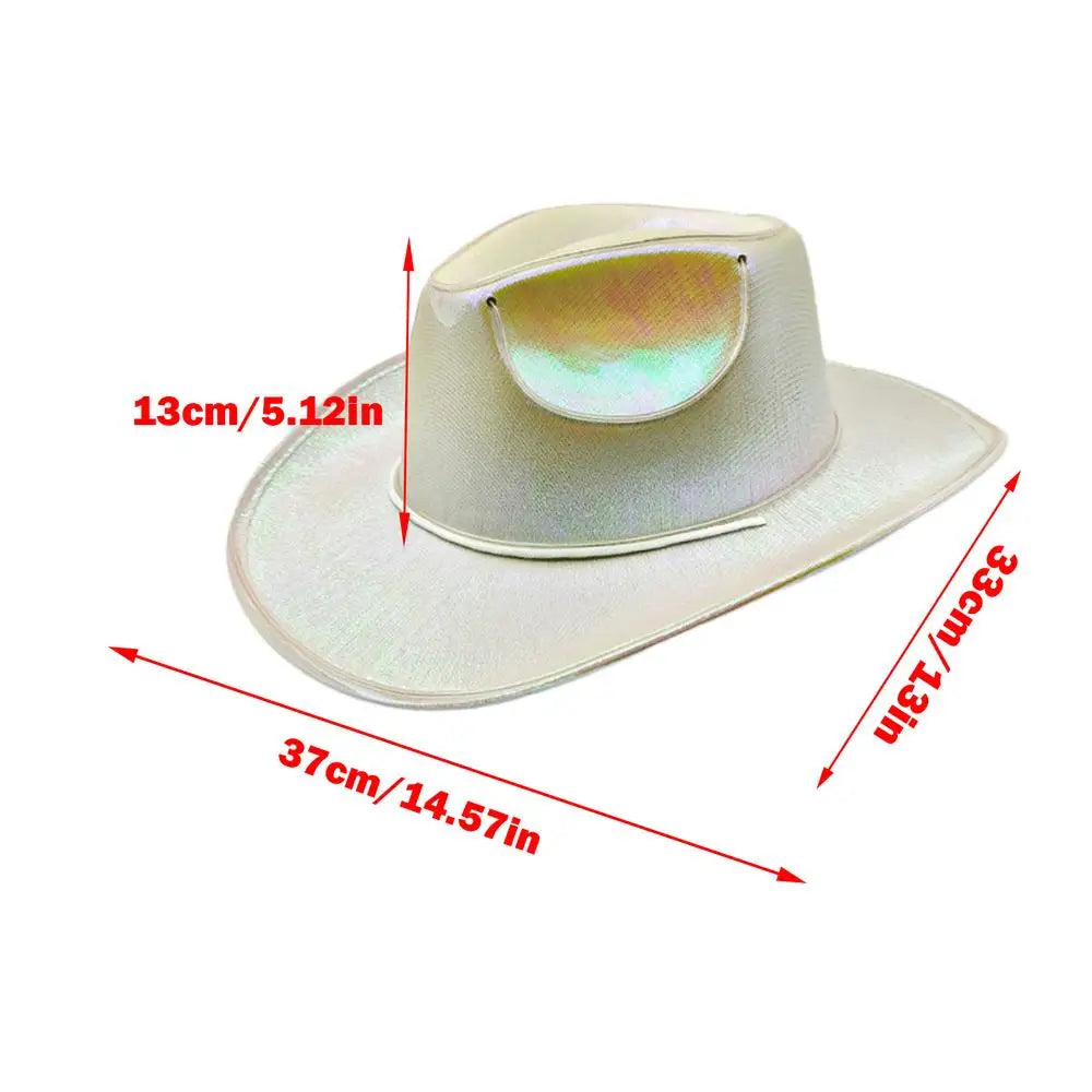 LED Light Up Cowboy Hat – Disco Party Hat for Men & Women LED Party Hat Axl White