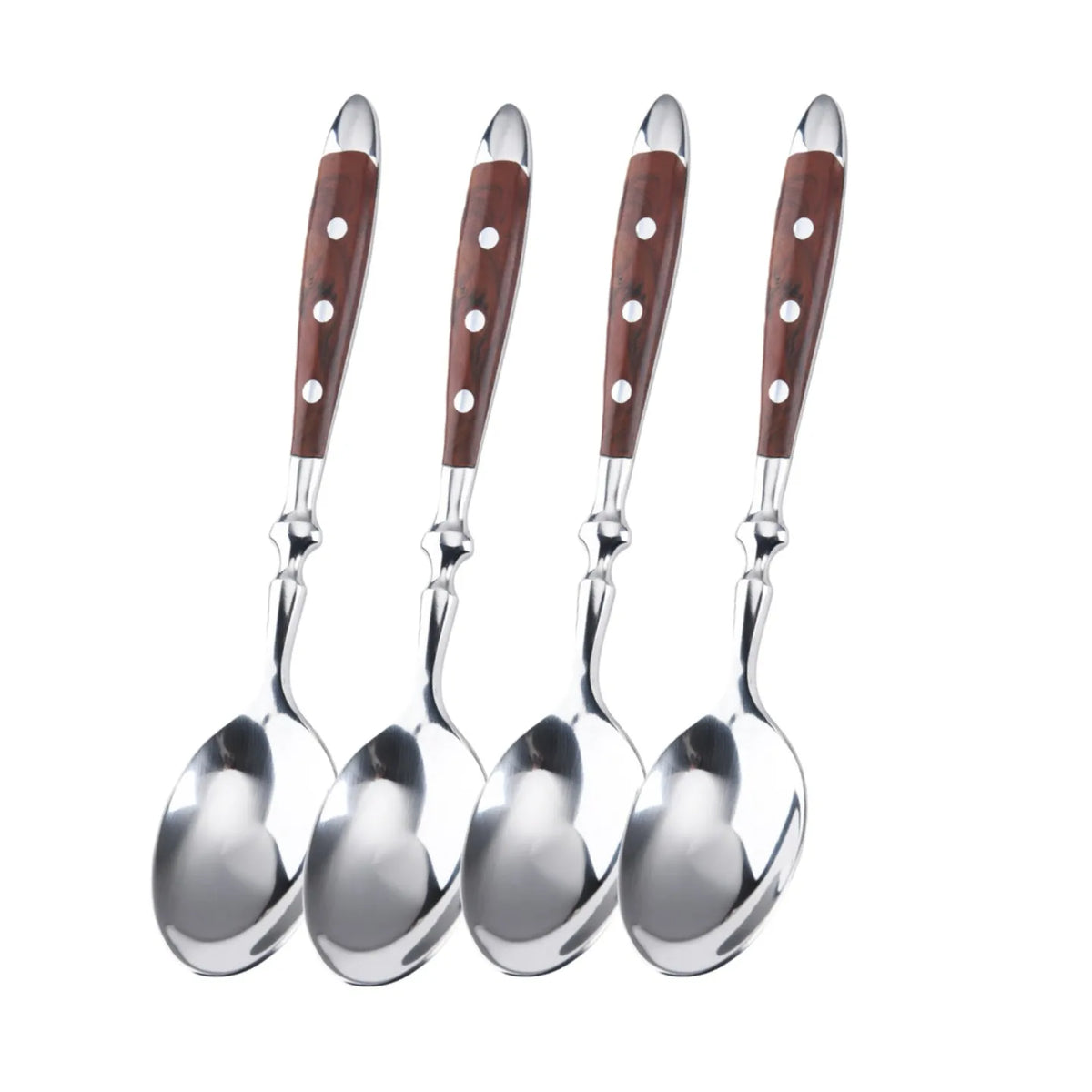 6-Piece Wood-Grain Stainless Steel Cutlery Set | Dinner Flatware Flatware Cutlery Set Axl 4 Pc table spoon