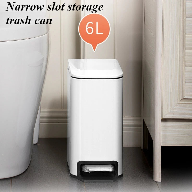 Nordic Stainless Steel Pedal Trash Can with Lid – 6L Square Pedal Trash Can Axl