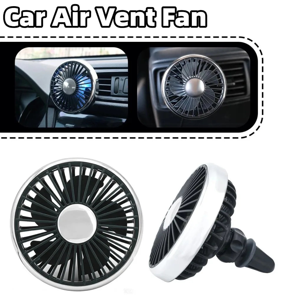 USB Clip-On Car Vent Fan – 360° Rotatable LED Mini Fan Car Vent Fan Axl