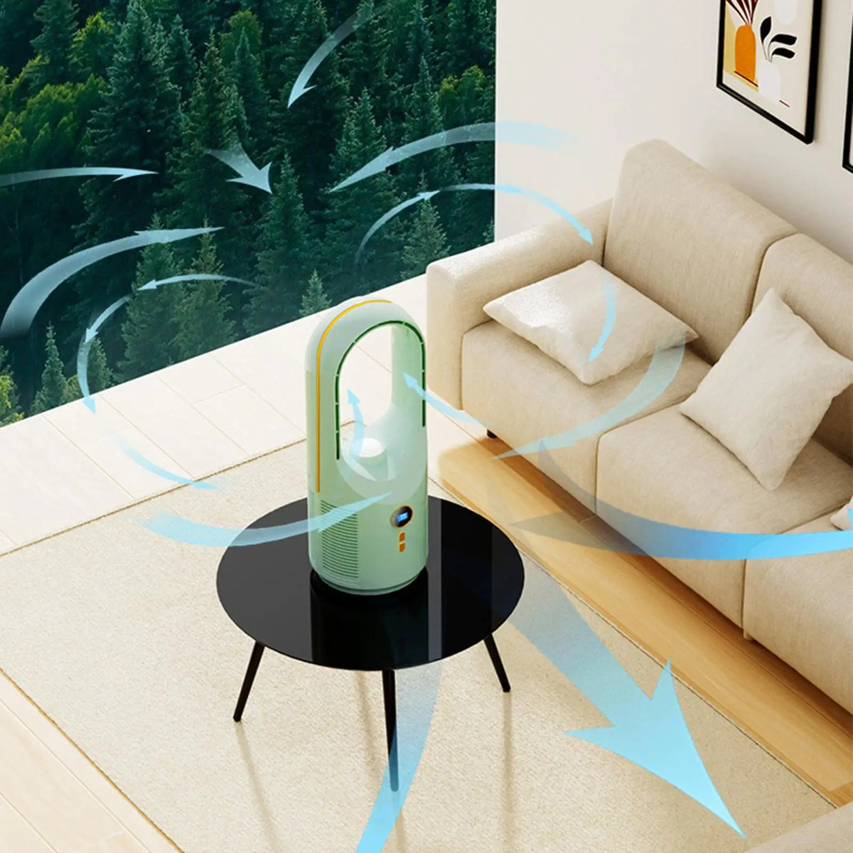 Portable Bladeless Desk Fan USB Rechargeable 1800mAh Night Light Bladeless Desk Fan Axl