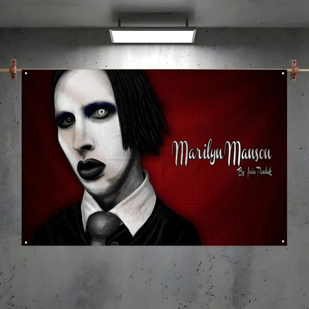Marilyn Manson Flag – Wall Banner for Bedroom & Concert Decor Wall Art Banner Axl White3 120x180cm