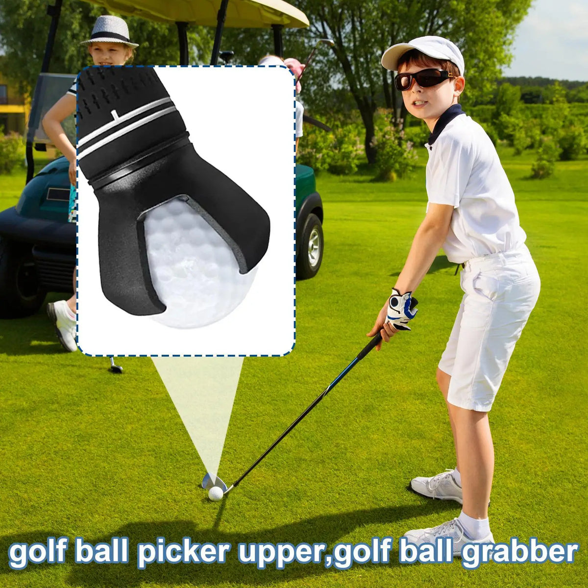 Mini Golf Ball Retriever Claw – Fits Any Putter Grip Golf Retriever Tool Axl