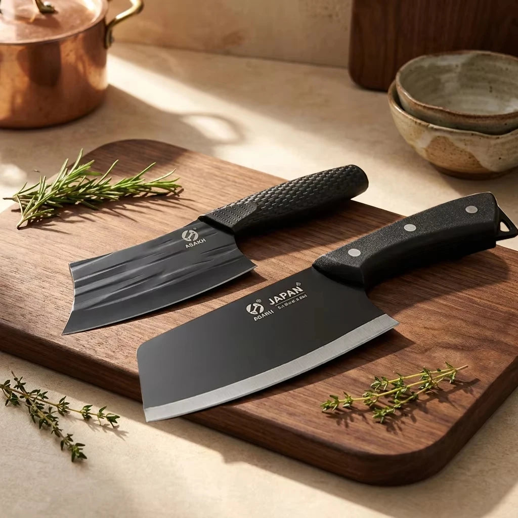 2-Pc Stainless Steel Chinese Chef & Cleaver Knife Set Kitchen Knife Set Axl
