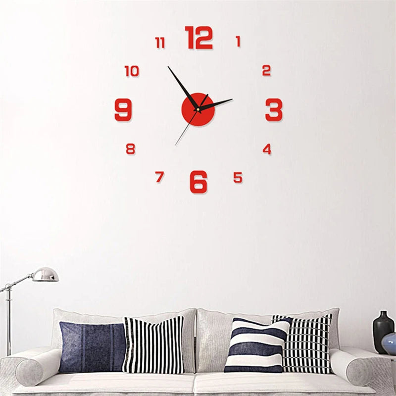 DIY Frameless 3D Mirror Wall Clock – Modern Acrylic Sticker Wall Clock Axl