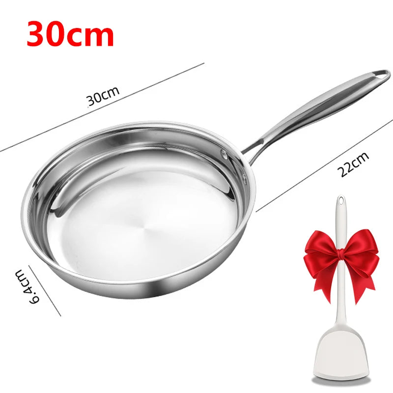 KEMORELA Tri-Ply 304 Stainless Steel Frying Pan | Induction Ready Stainless Steel Skillet Axl 30cm