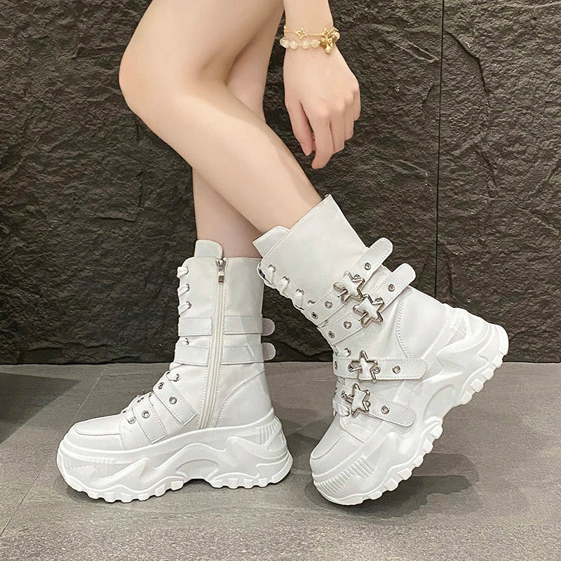 Women's Platform Motorcycle Boots – Thick Sole & Square Heel Platform Motorcycle Boots Axl