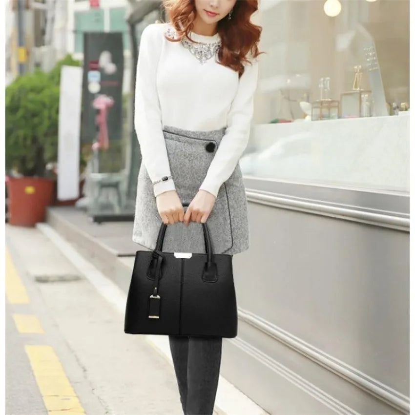 Women's Large PU Leather Tote Bag – Luxury Shoulder Handbag Leather Tote Handbag Axl