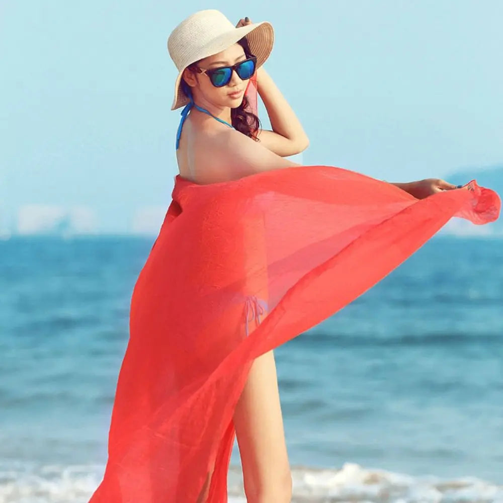 Women's Large Sun-Protective Shawl Scarf | Korean Style Wrap Shawl Scarf Wrap Axl red