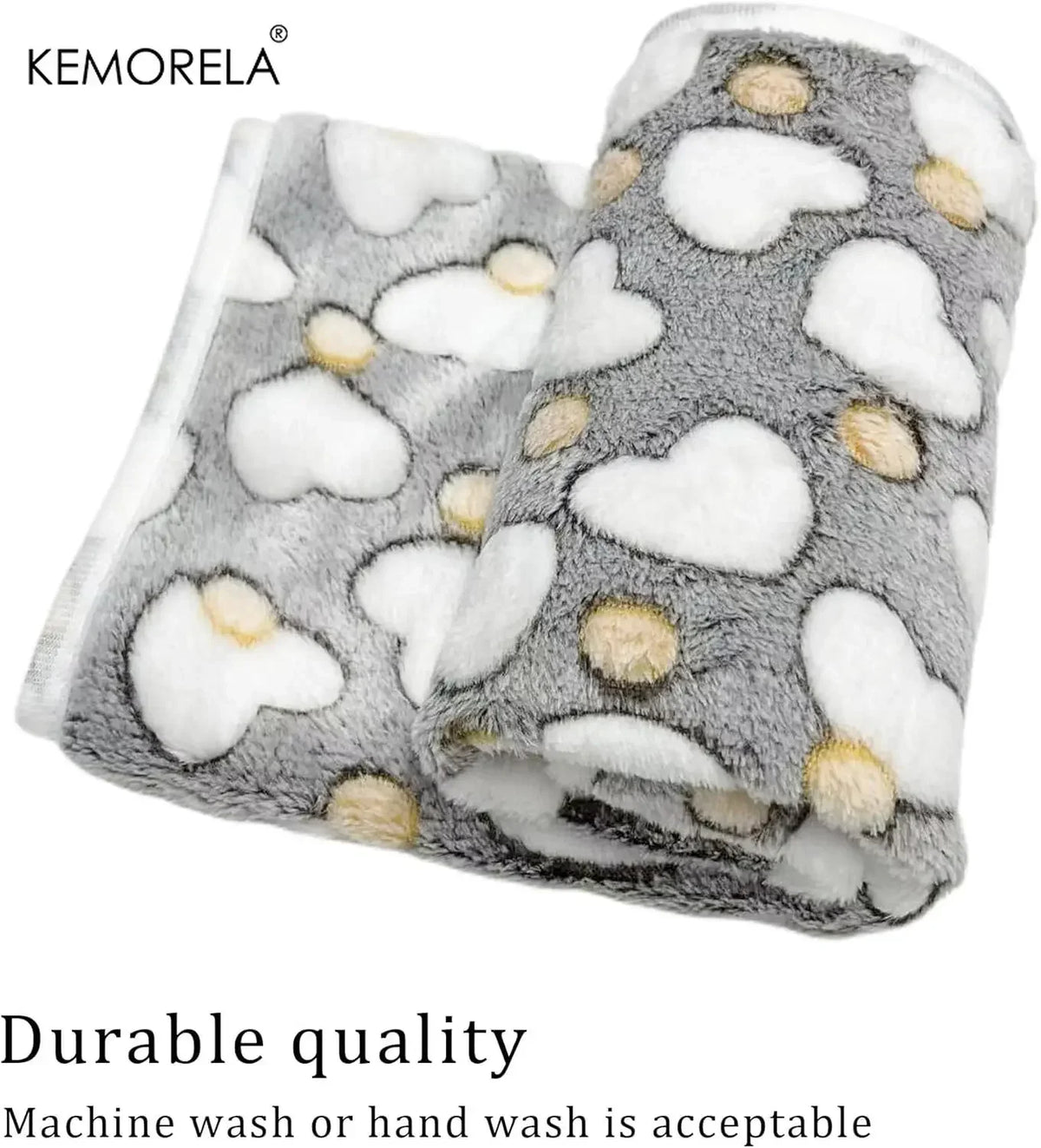 KEMORELA 3-Pack Flannel Paw Print Pet Blanket – Cats & Dogs Pet Blanket Set Axl