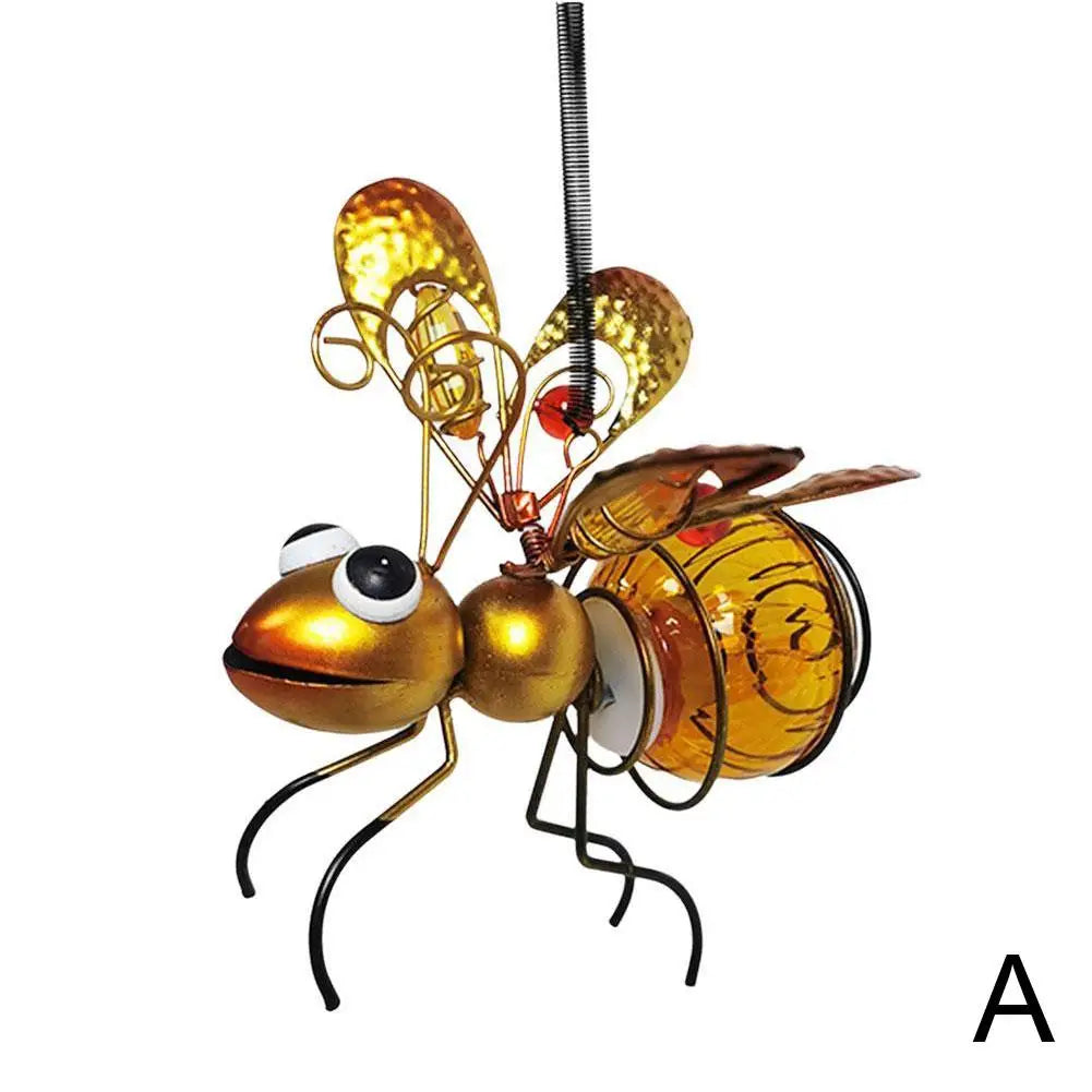 Solar Iron Insect Statue LED Fairy Light Outdoor Garden Decor Solar Garden Ornament Axl Gold M